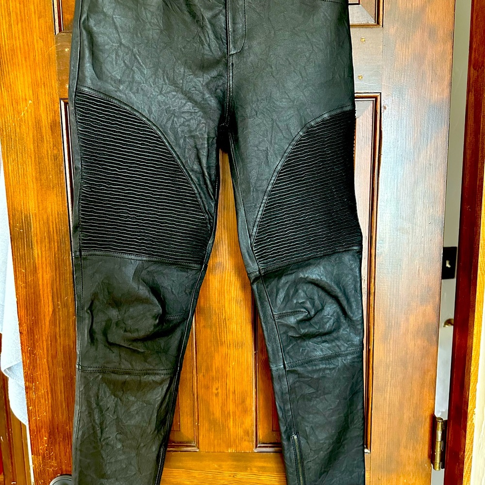 Ramy brook lambskin stretch leather moto pants